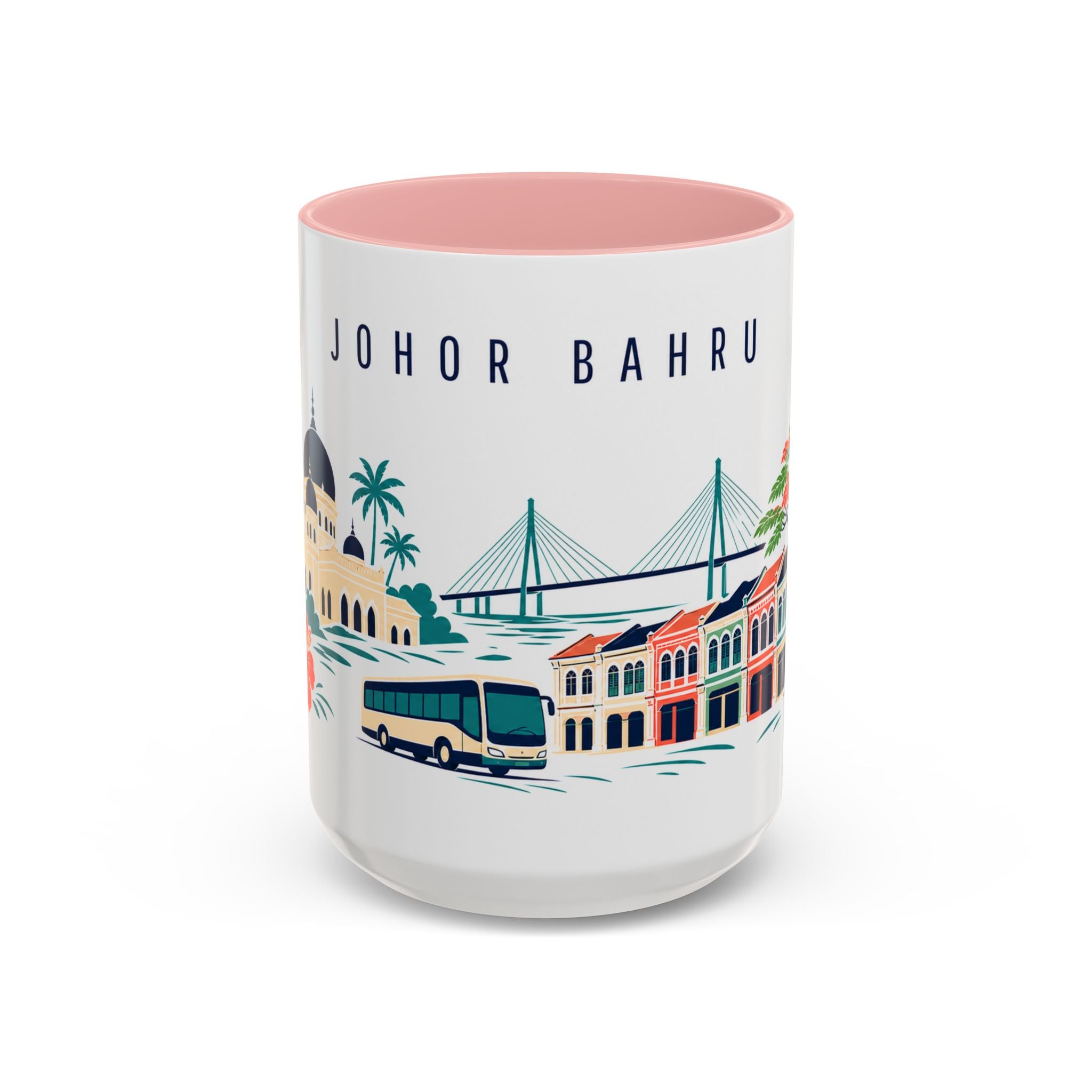 Johor Bahru Coffee Mug | Malaysia Travel Souvenir | Porcelain Decal City Gift | 11oz 15oz Accent Mug