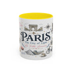 Paris Coffee Mug | France Souvenir Travel Gift | Accent Color Ceramic 11oz 15oz