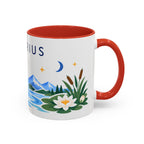 Aquarius Zodiac Coffee Mug | Water Bearer Design | Astrology Birthday Gift | 11 oz 15 oz Ceramic Accent Mug