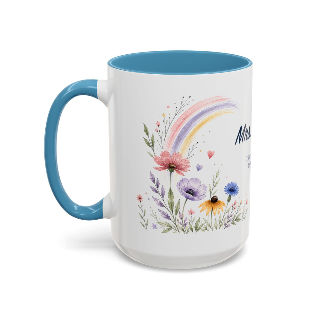 Personalized Kindergarten Teacher Mug | Custom Name Wildflower Rainbow Cup | Back to School Gift