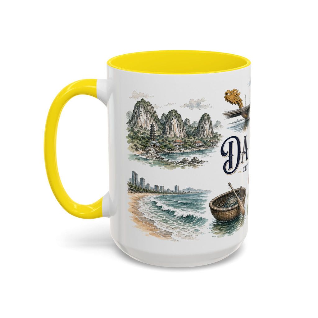 Da Nang Coffee Mug | Vietnam Travel Souvenir | Vintage Illustrated City Gift | 11 oz 15 oz Accent Mug