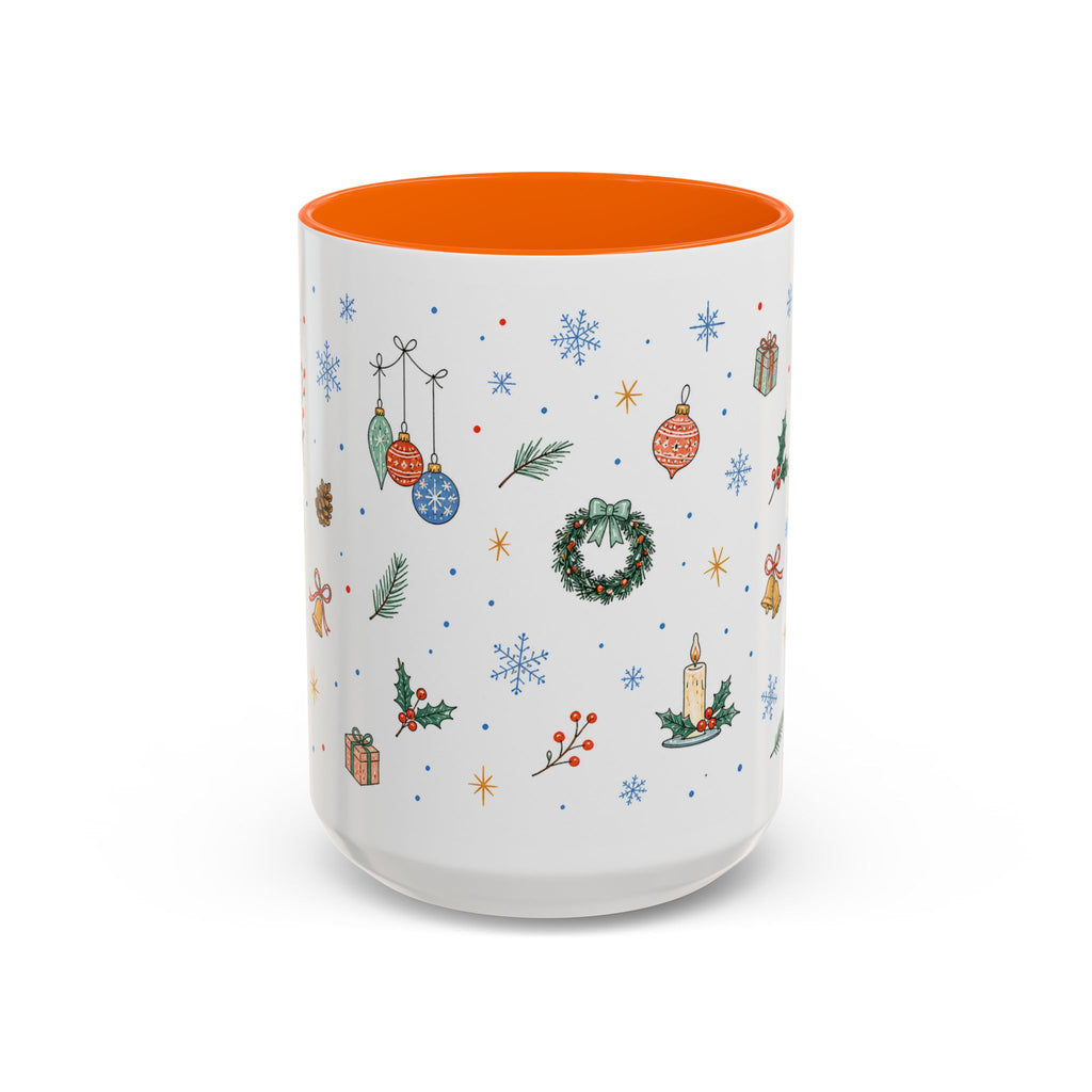Christmas Ornament Mug | Snowflake Watercolor Holiday Gift | Accent Cup 11oz 15oz