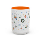 Christmas Ornament Mug | Snowflake Watercolor Holiday Gift | Accent Cup 11oz 15oz