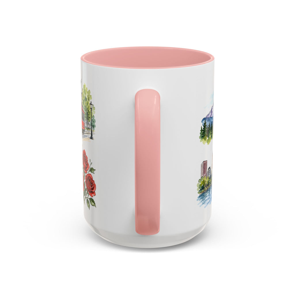 Portland Illustrated Travel Mug | City Souvenir Accent Coffee Mug | 11oz 15oz Ceramic Cup