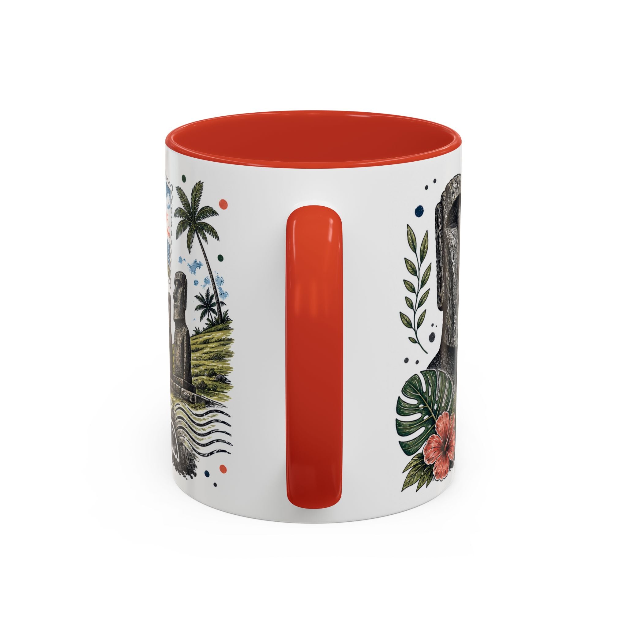 Easter Island Coffee Mug | Travel Destination Souvenir Gift | Accent Color Ceramic 11oz 15oz