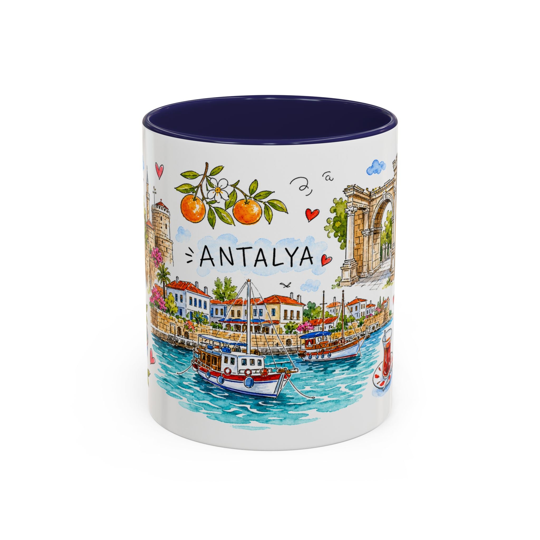 Antalya Travel Mug | European City Souvenir Accent Coffee Mug | 11oz 15oz Ceramic Cup