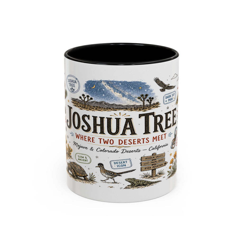 Joshua Tree Coffee Mug | National Park Desert Camping Gift | Accent Color Ceramic 11oz 15oz