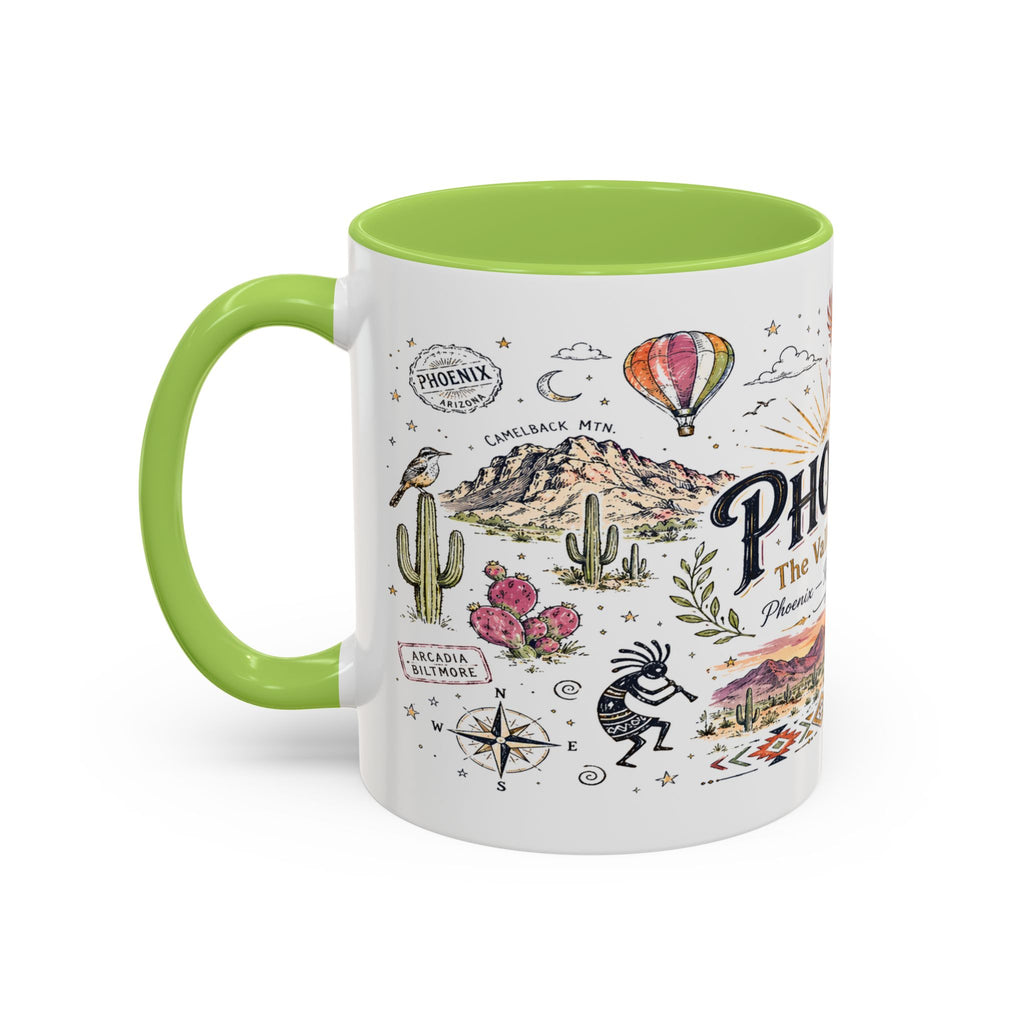 Phoenix Coffee Mug | Arizona Souvenir City Gift | Accent Color Ceramic 11oz 15oz