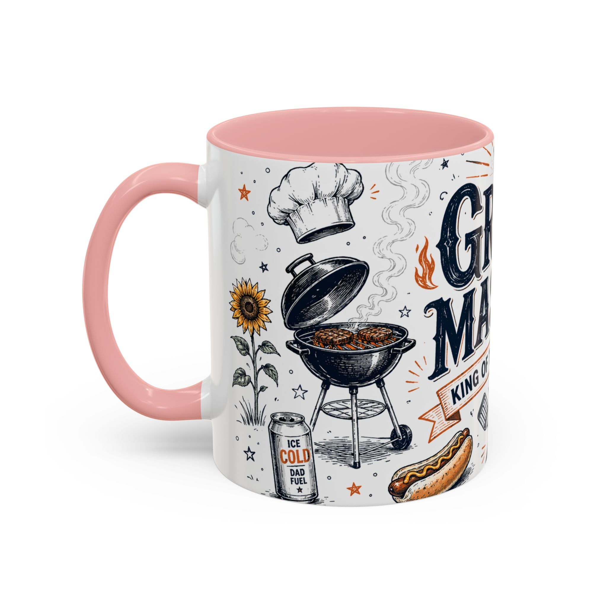 Grill Master Coffee Mug | Father's Day Gift for Dad | Accent Color Ceramic 11oz 15oz