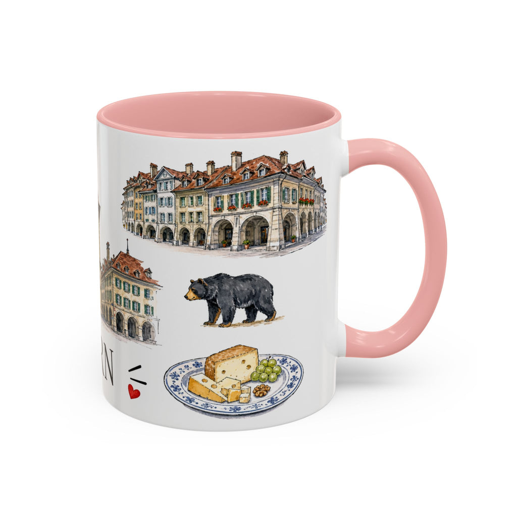 Bern Illustrated Travel Mug | City Souvenir Accent Coffee Mug | 11oz 15oz Ceramic Cup