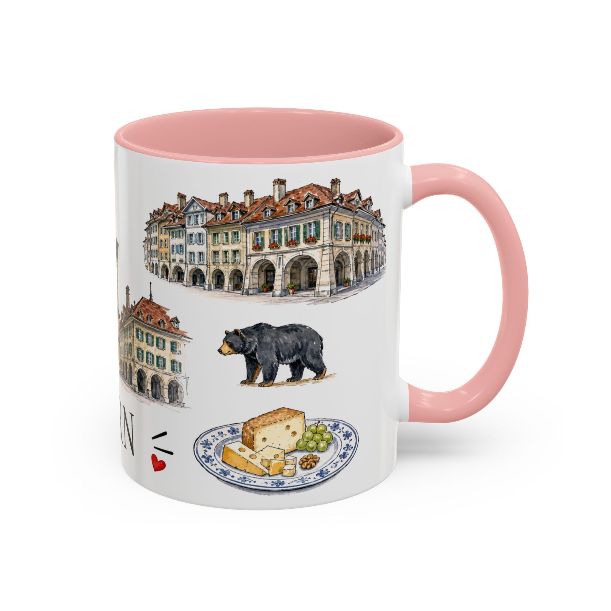 Bern Illustrated Travel Mug | City Souvenir Accent Coffee Mug | 11oz 15oz Ceramic Cup