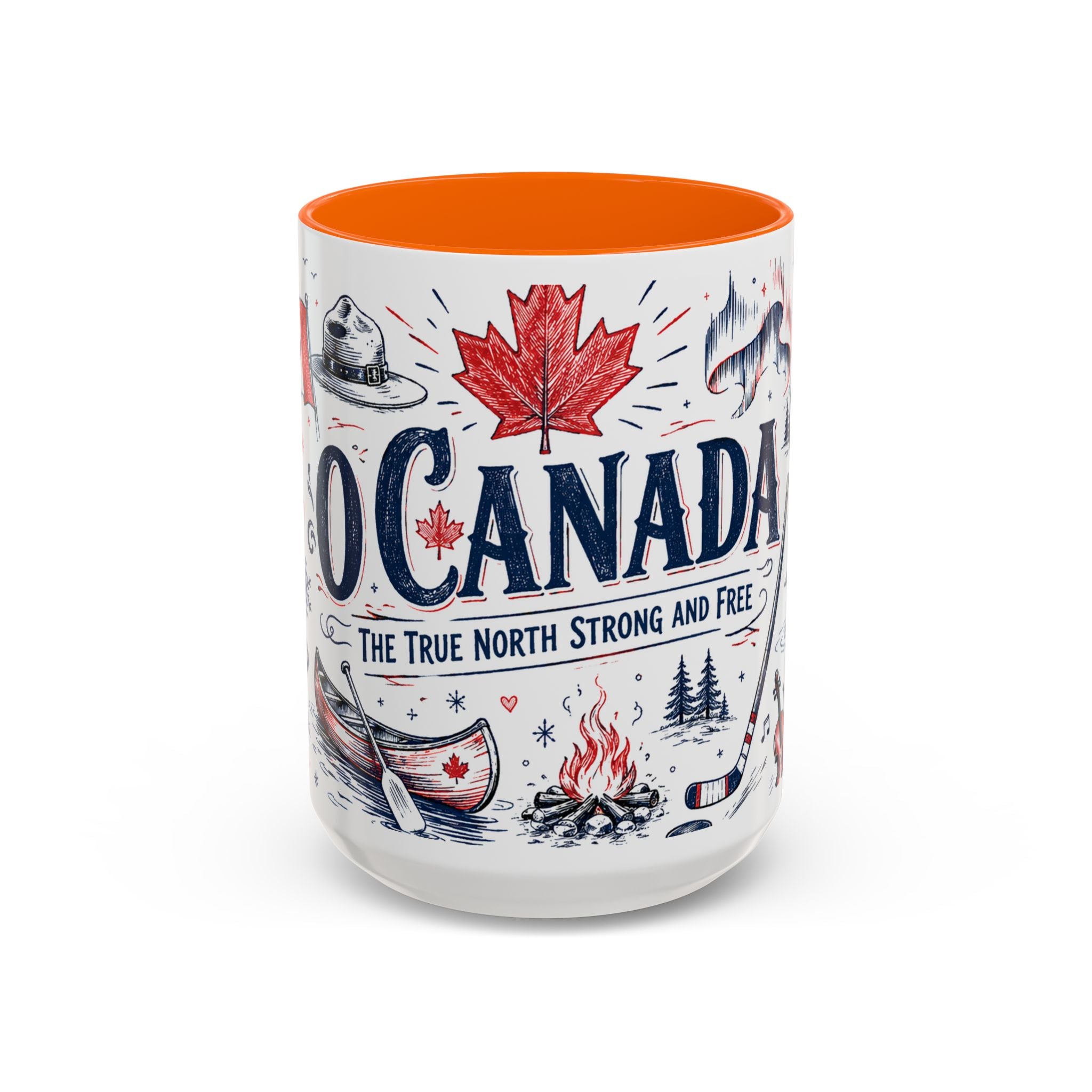 O Canada True North Coffee Mug | Canadian Pride Gift | Accent Color Ceramic 11oz 15oz