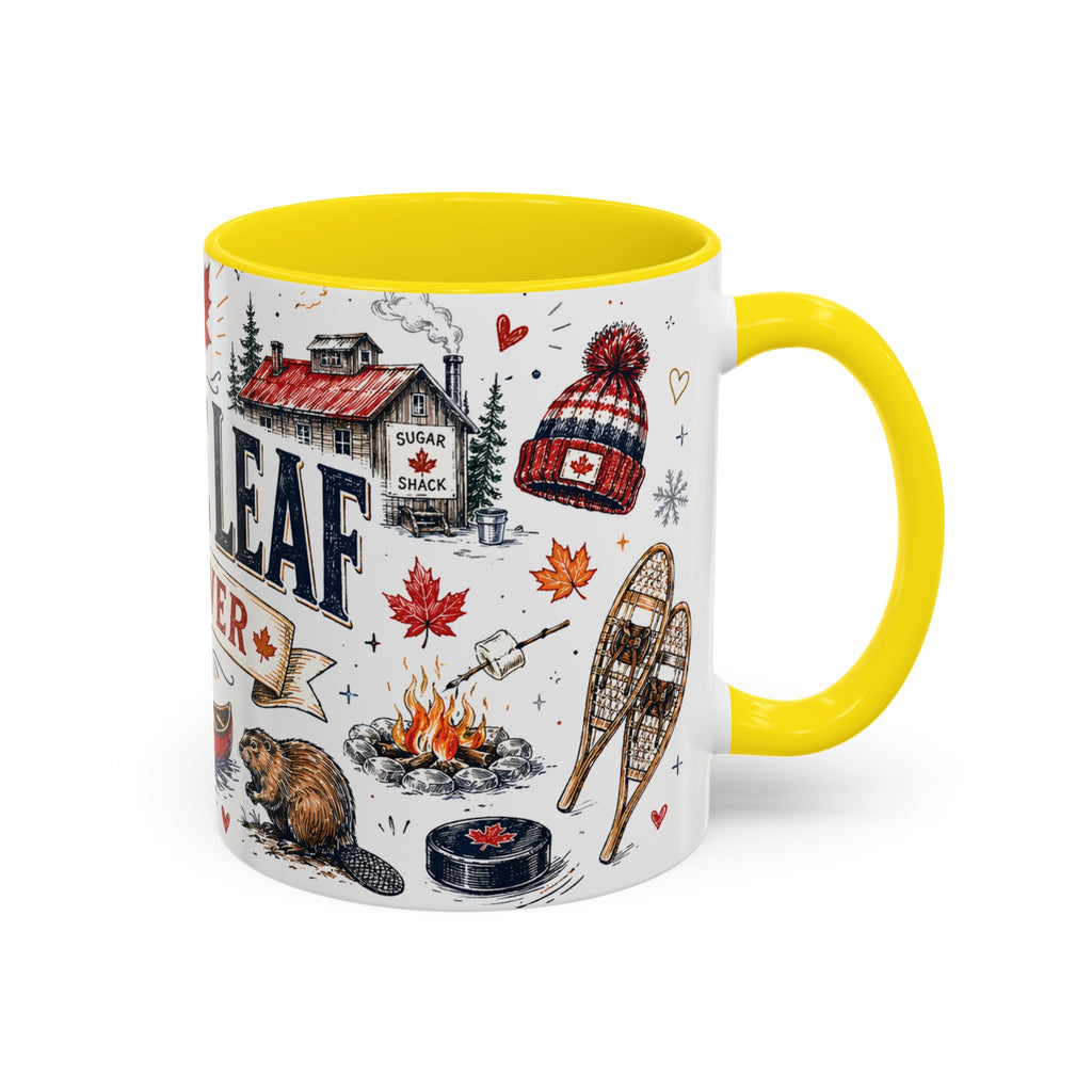 Maple Leaf Forever Coffee Mug | Canadian Pride Gift | Accent Color Ceramic 11oz 15oz