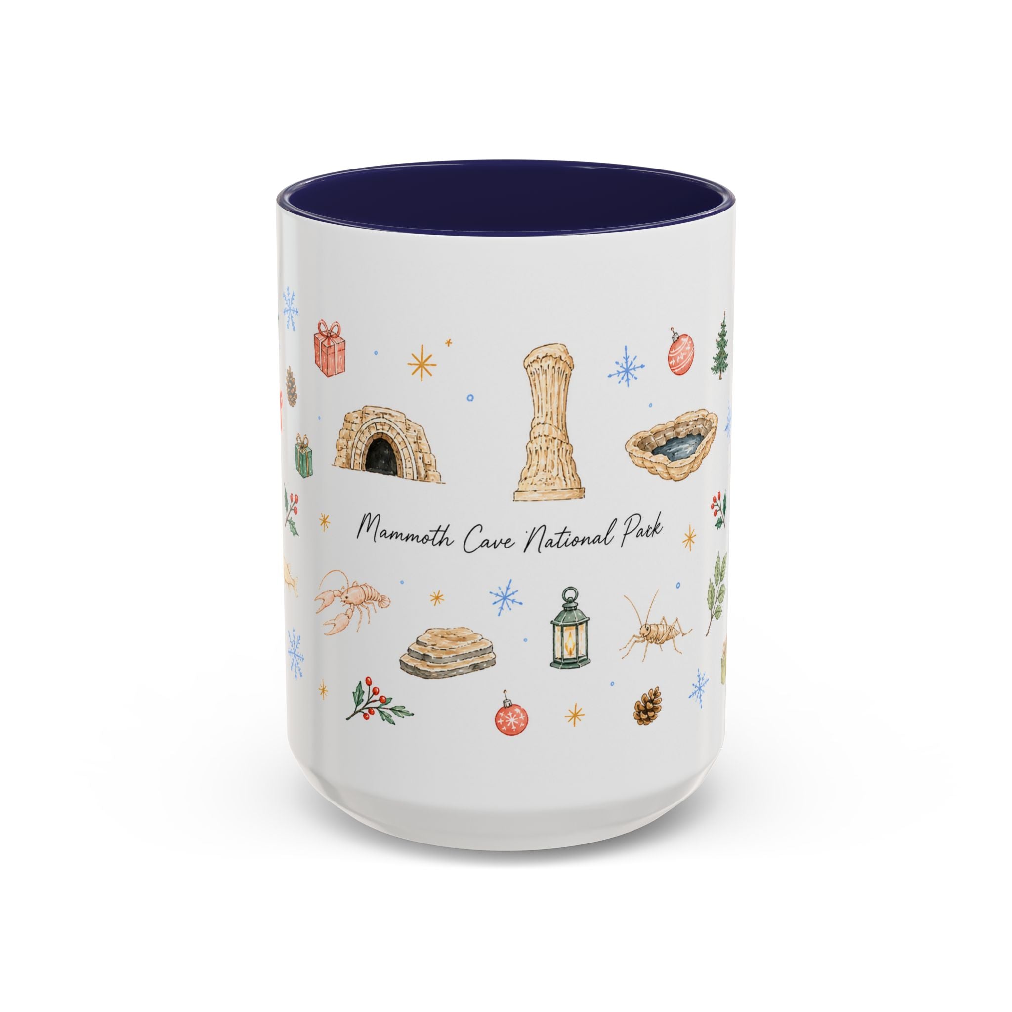 Mammoth Cave National Park Christmas Mug | Watercolor Travel Souvenir | Holiday Gift | Accent Ceramic Coffee Cup 11oz 15oz