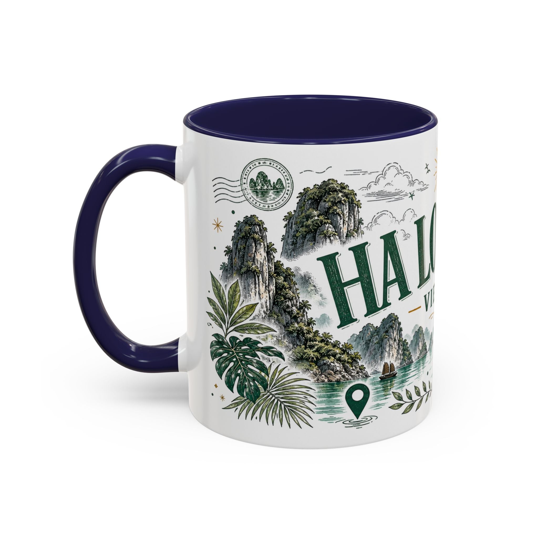 Ha Long Bay Coffee Mug | Travel Destination Souvenir Gift | Accent Color Ceramic 11oz 15oz