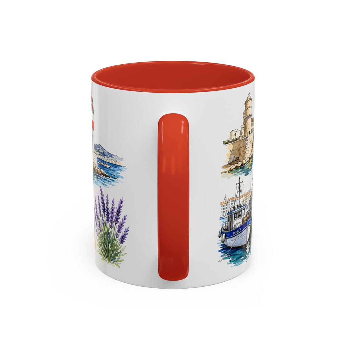 Marseille Illustrated Travel Mug | City Souvenir Accent Coffee Mug | 11oz 15oz Ceramic Cup