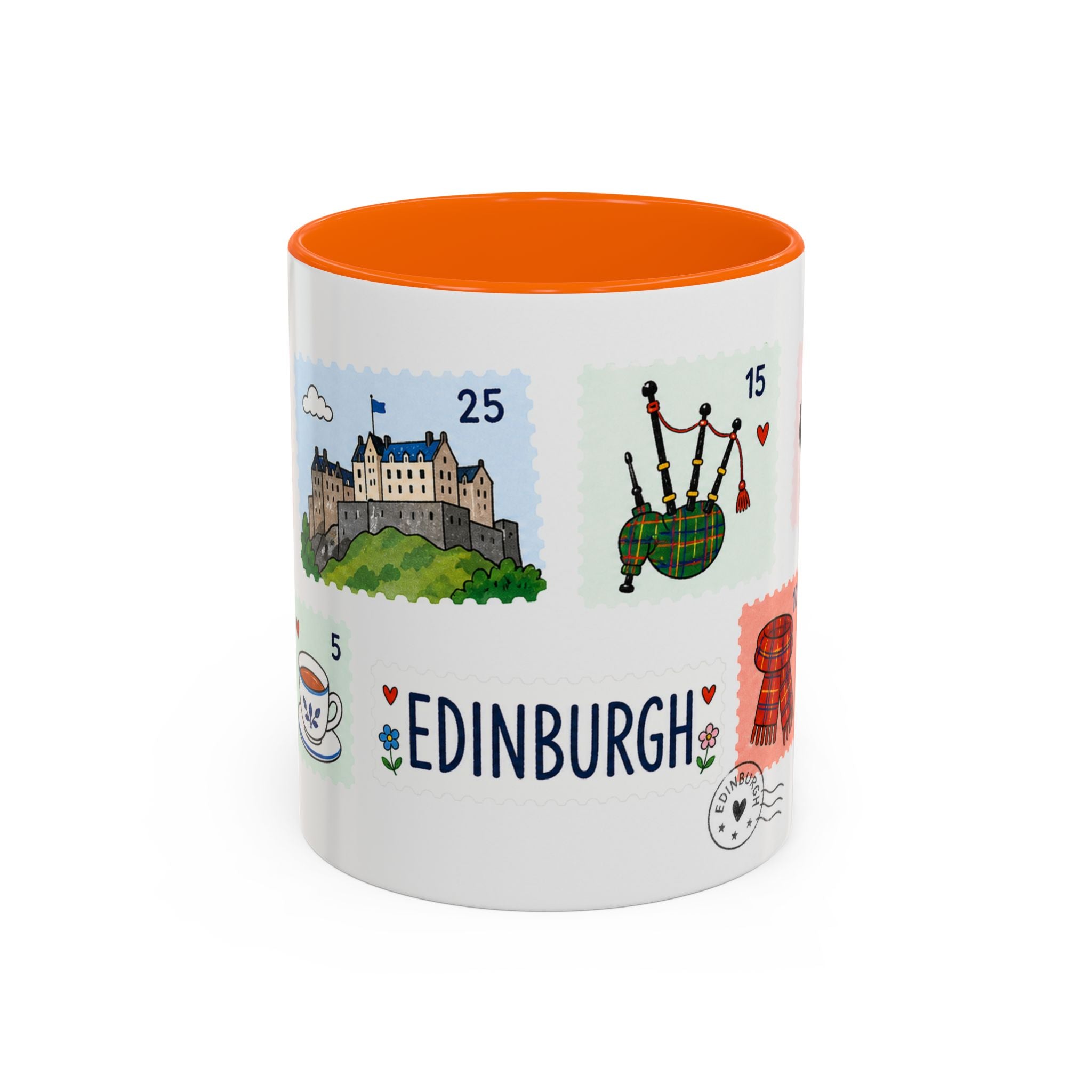 Edinburgh Coffee Mug | Postage Stamp Collage Mug | Travel Souvenir Accent Cup 11oz 15oz
