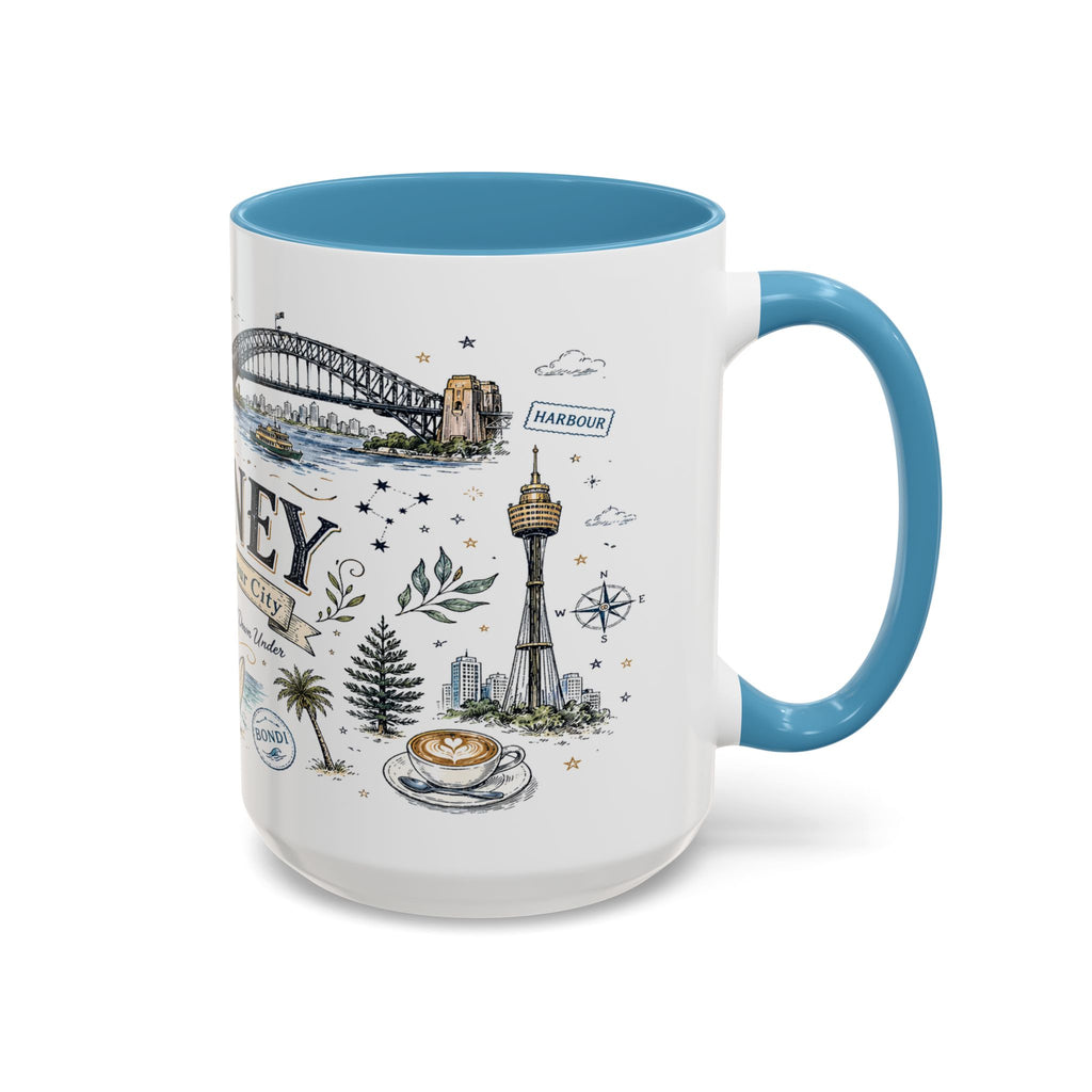 Sydney Coffee Mug | Australia Souvenir Travel Gift | Accent Color Ceramic 11oz 15oz