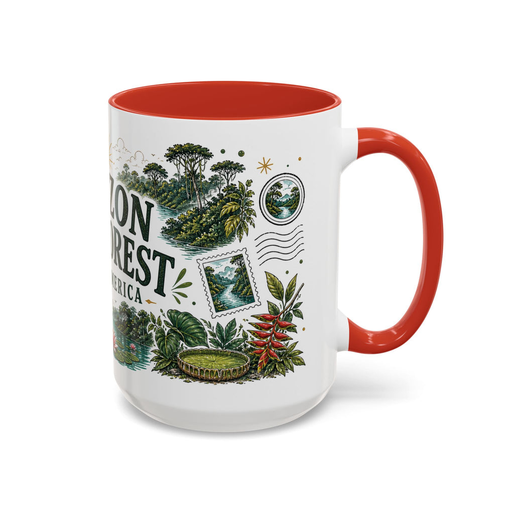 Amazon Rainforest Coffee Mug | Travel Destination Souvenir Gift | Accent Color Ceramic 11oz 15oz