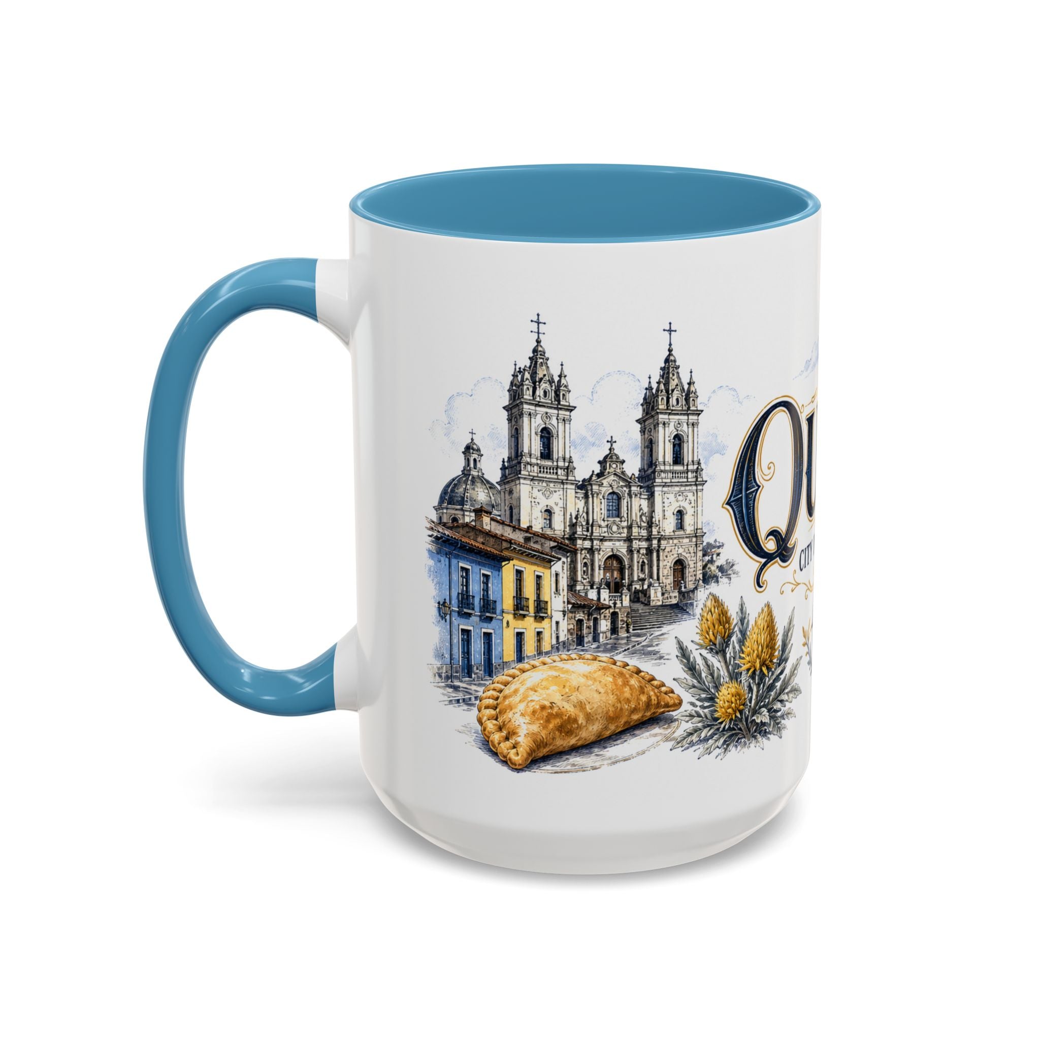 Quito Coffee Mug | Ecuador Travel Souvenir | Vintage Illustrated City Gift | 11 oz 15 oz Accent Mug
