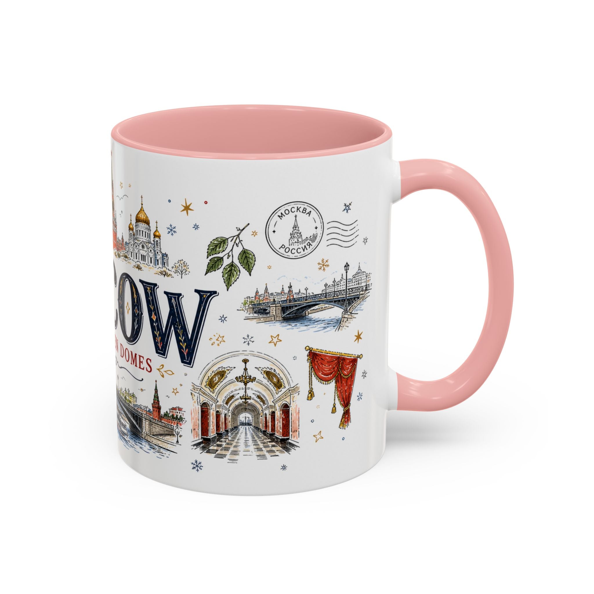Moscow Coffee Mug | Russia Souvenir Travel Gift | Accent Color Ceramic 11oz 15oz