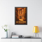 Al-Khazneh Petra Jordan Framed Poster | Vintage Travel Wall Art | Black Walnut White Frame | 16x24 20x30