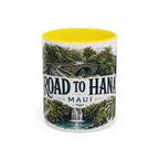 Road to Hana Mug, Maui Travel Souvenir, Bucket List Gift, Accent Ceramic Coffee Mug 11oz 15oz