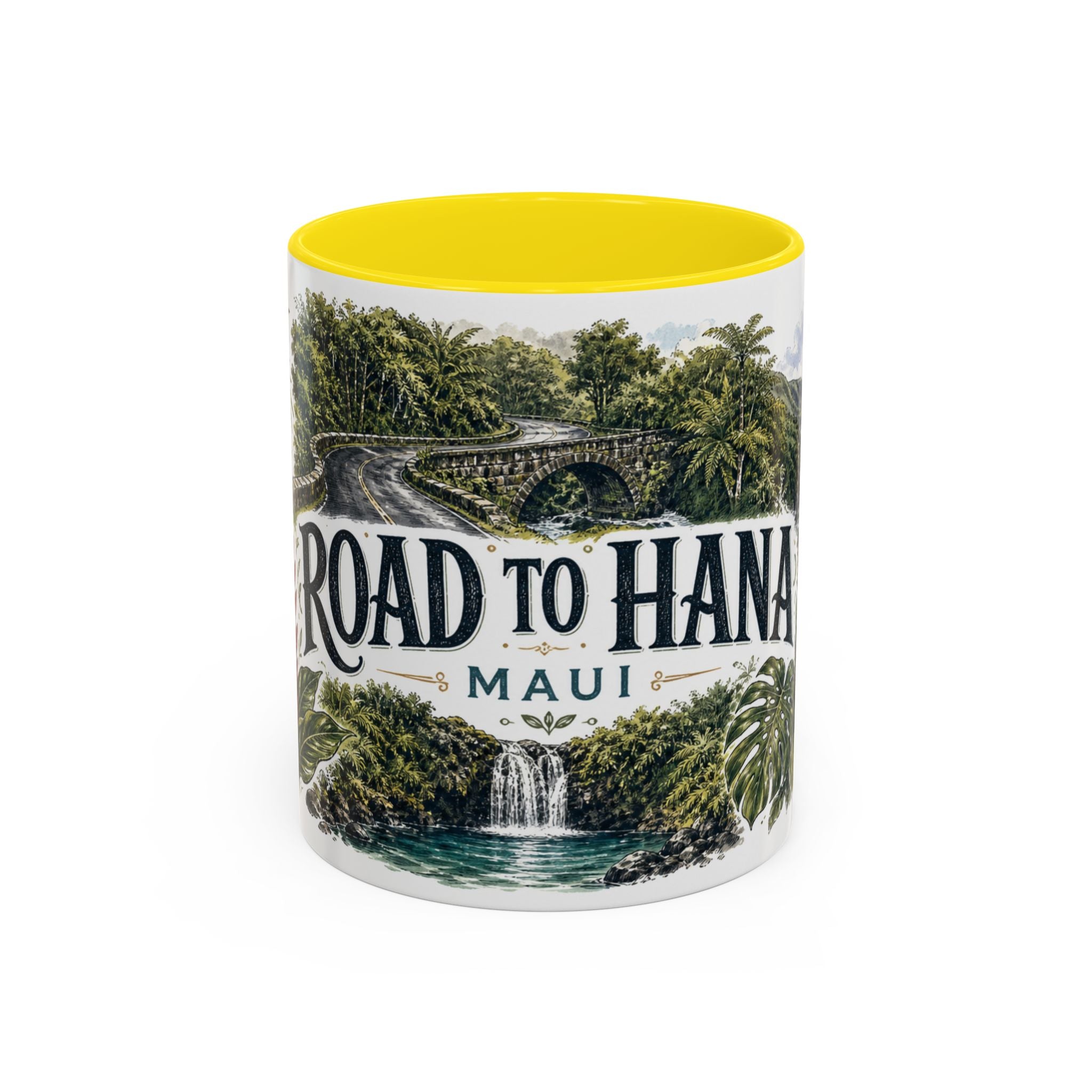 Road to Hana Mug, Maui Travel Souvenir, Bucket List Gift, Accent Ceramic Coffee Mug 11oz 15oz