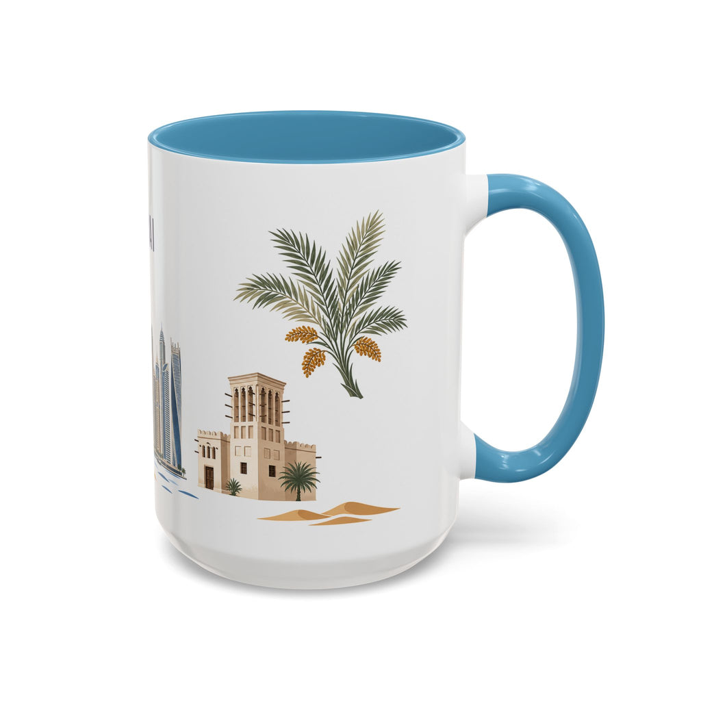 Dubai Coffee Mug | United Arab Emirates Travel Souvenir | Porcelain Decal City Gift | 11oz 15oz Accent Mug