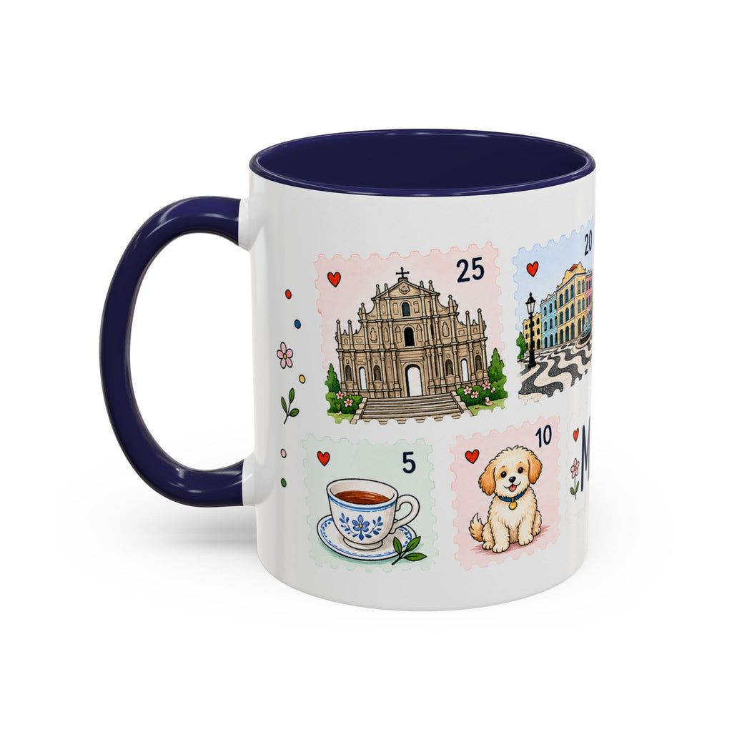 Macau Coffee Mug | Postage Stamp Collage Mug | Travel Souvenir Accent Cup 11oz 15oz