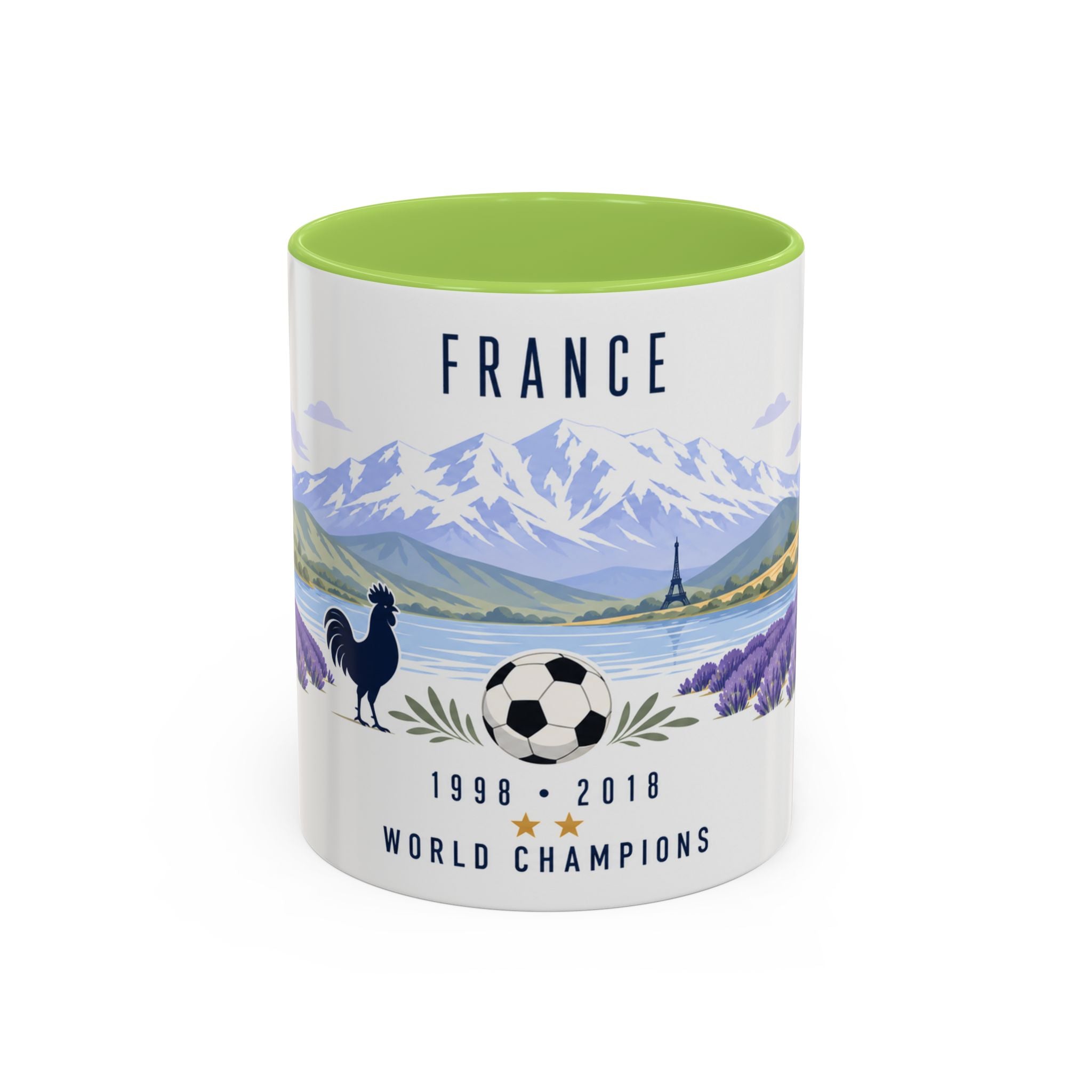 France World Champions Mug | Two Time Soccer Champion Gift | French Football Fan Cup | 1998 2018 | 11oz 15oz Accent Mug