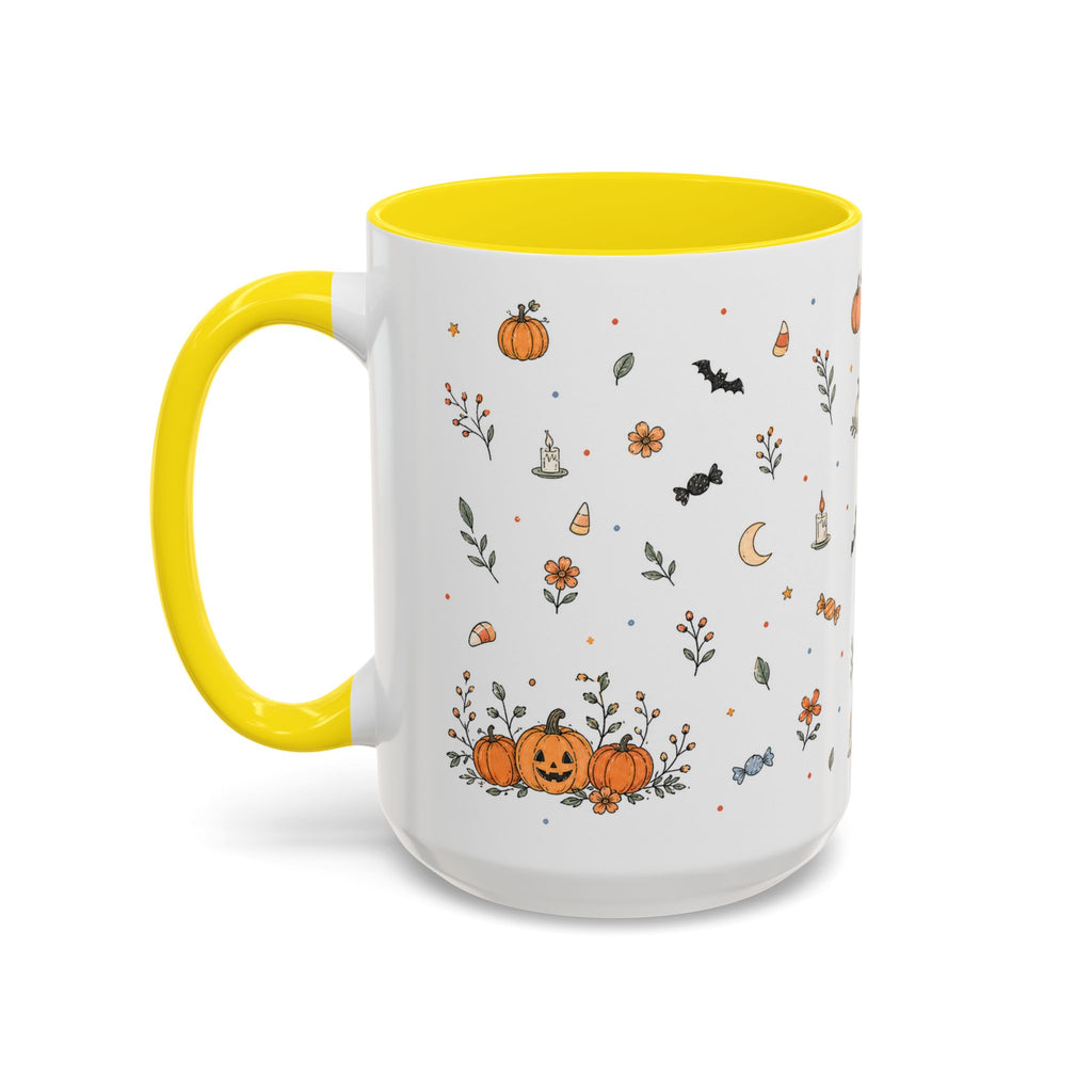 Halloween Party Mug | Ghost Black Cat Candy Watercolor Gift | Accent Cup 11oz 15oz