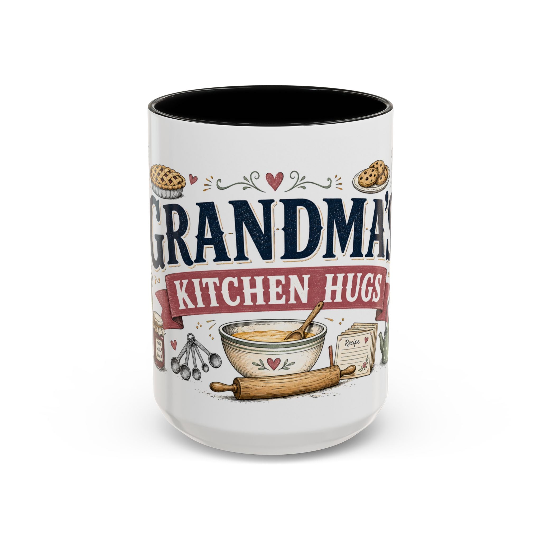 Grandma's Kitchen Hugs Coffee Mug | Gift From Grandkids | Accent Color Ceramic 11oz 15oz