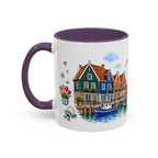 Volendam Illustrated Travel Mug | Netherlands Souvenir Accent Coffee Mug | 11oz 15oz Ceramic Cup