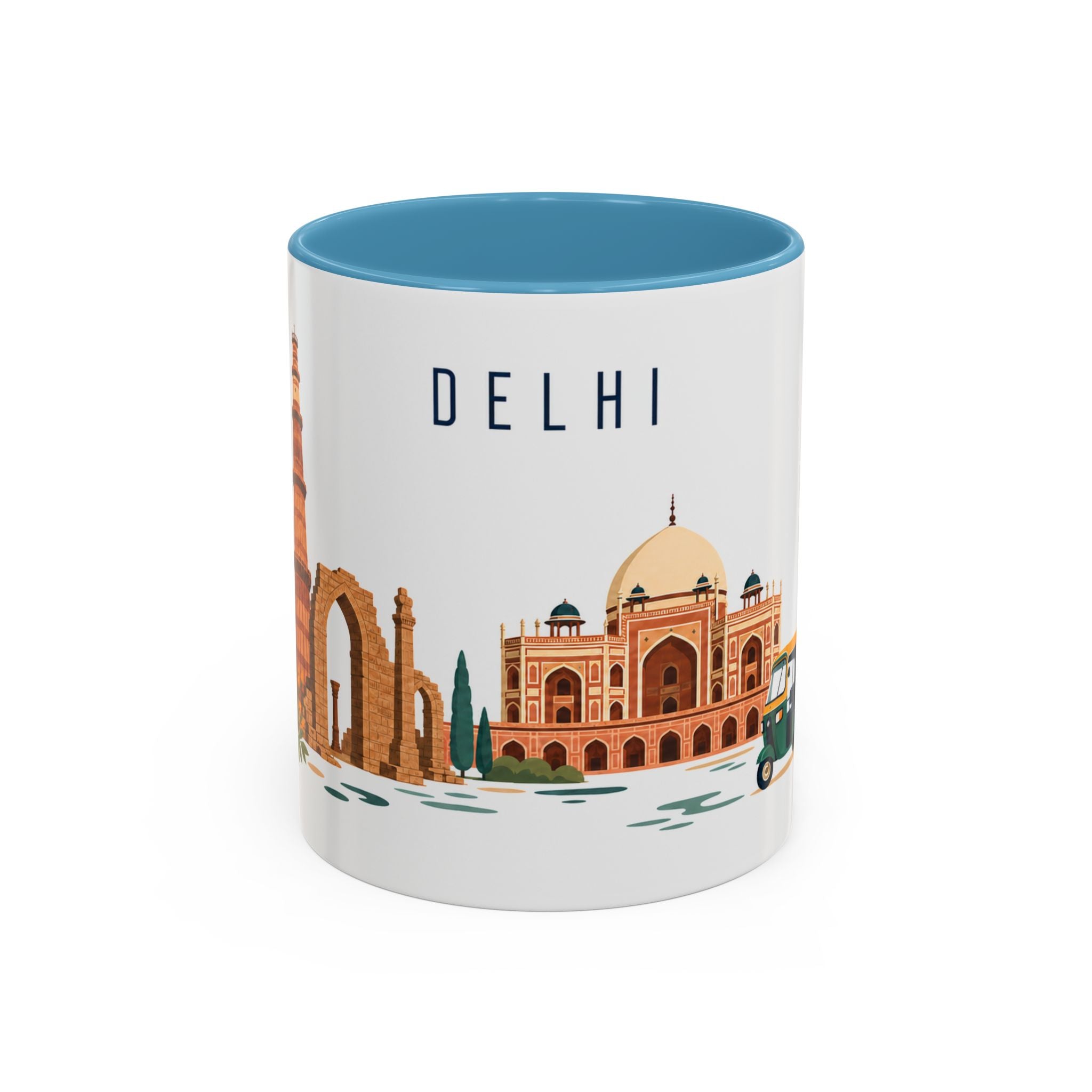 Delhi Coffee Mug | India Travel Souvenir | Porcelain Decal City Gift | 11oz 15oz Accent Mug