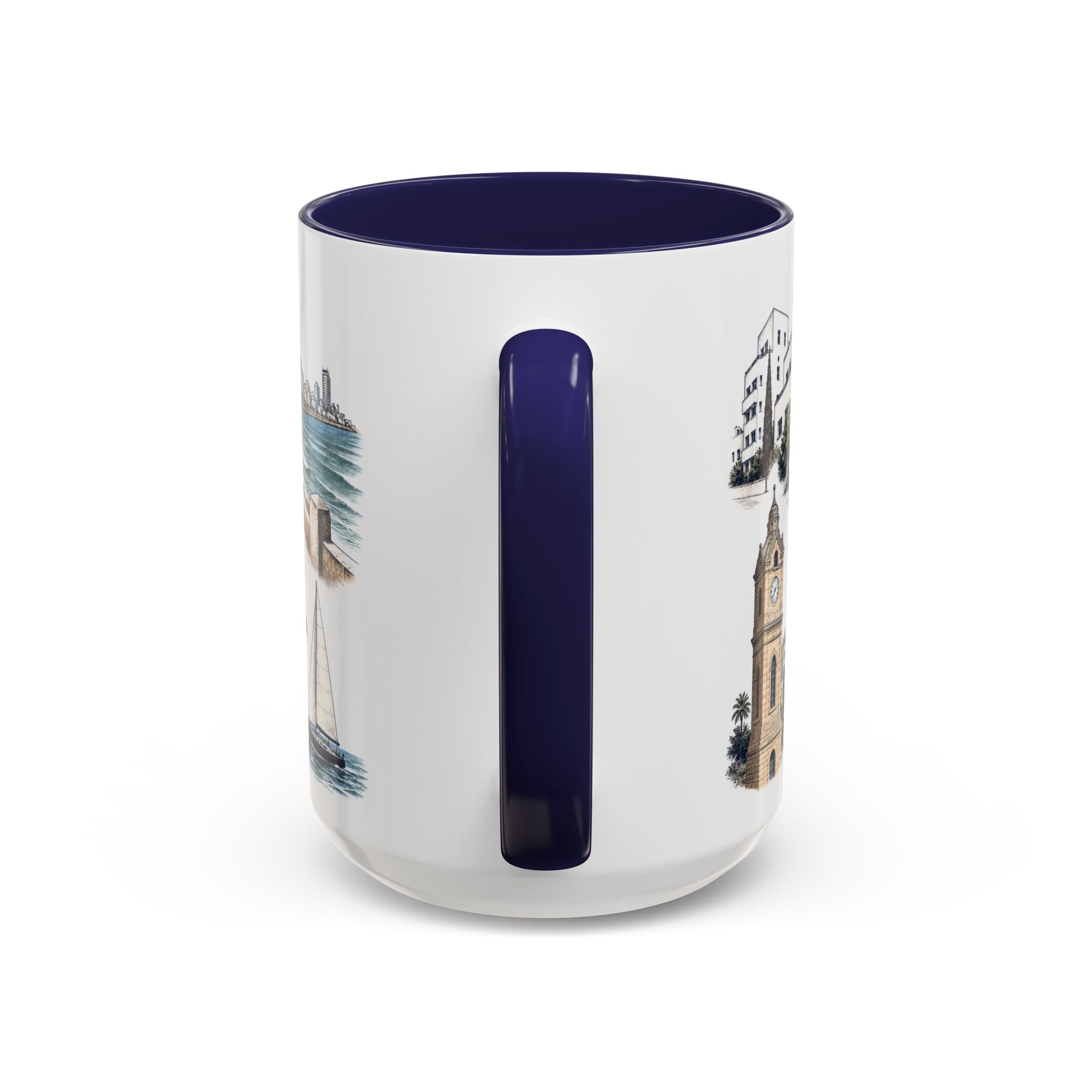 Tel Aviv Coffee Mug | Israel Travel Souvenir | Vintage Illustrated City Gift | 11 oz 15 oz Accent Mug