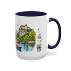 Bled Illustrated Travel Mug | Slovenia Souvenir Accent Coffee Mug | 11oz 15oz Ceramic Cup
