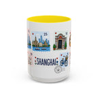 Shanghai Coffee Mug | Postage Stamp Collage Mug | Travel Souvenir Accent Cup 11oz 15oz