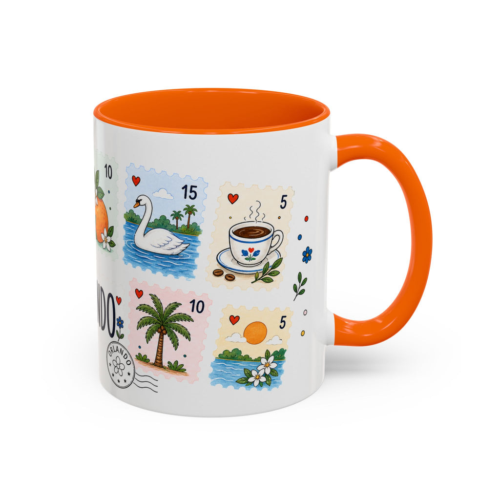 Orlando Coffee Mug | Postage Stamp Collage Mug | Travel Souvenir Accent Cup 11oz 15oz