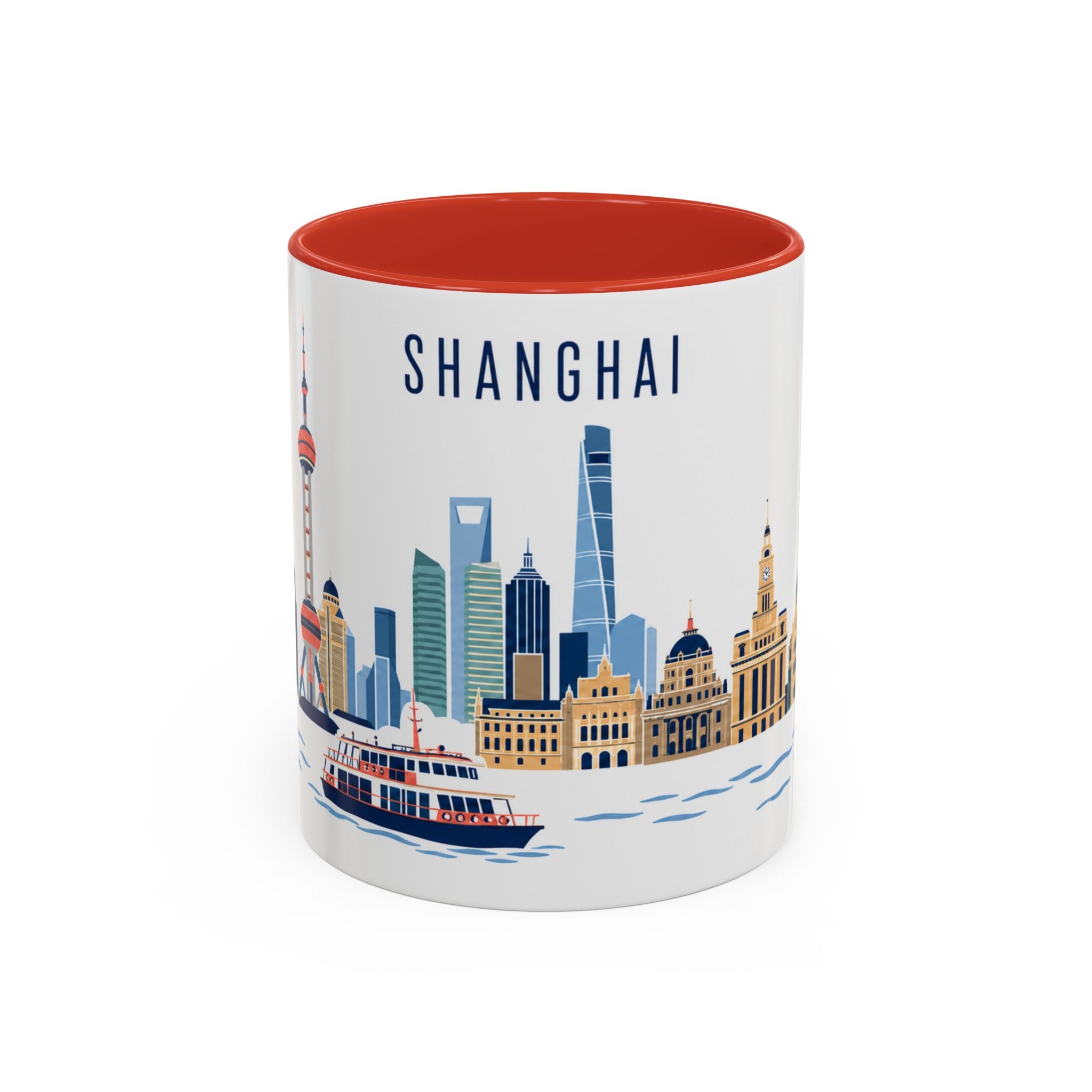 Shanghai Coffee Mug | China Travel Souvenir | Porcelain Decal City Gift | 11oz 15oz Accent Mug