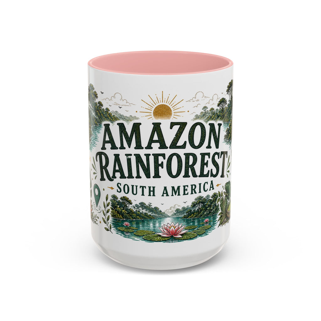 Amazon Rainforest Coffee Mug | Travel Destination Souvenir Gift | Accent Color Ceramic 11oz 15oz