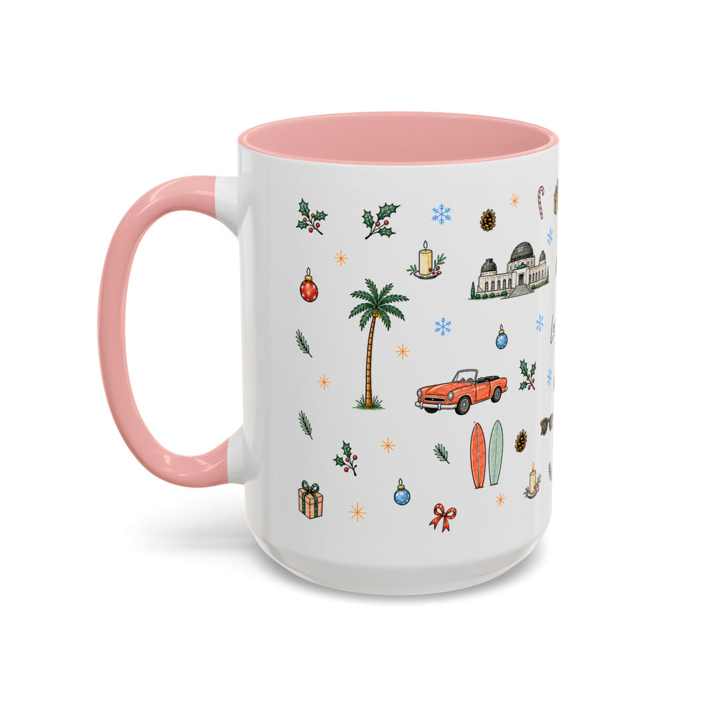 Los Angeles Christmas Mug | Watercolor City Souvenir | Ceramic Coffee Cup (11oz or 15oz)