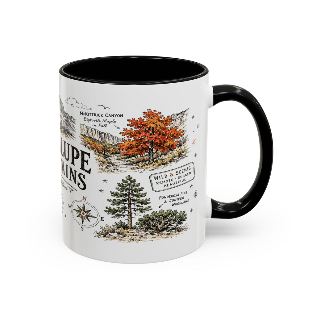 Guadalupe Mountains National Park Coffee Mug | Texas Desert Peaks Hiking Gift | Accent Color Ceramic 11oz 15oz