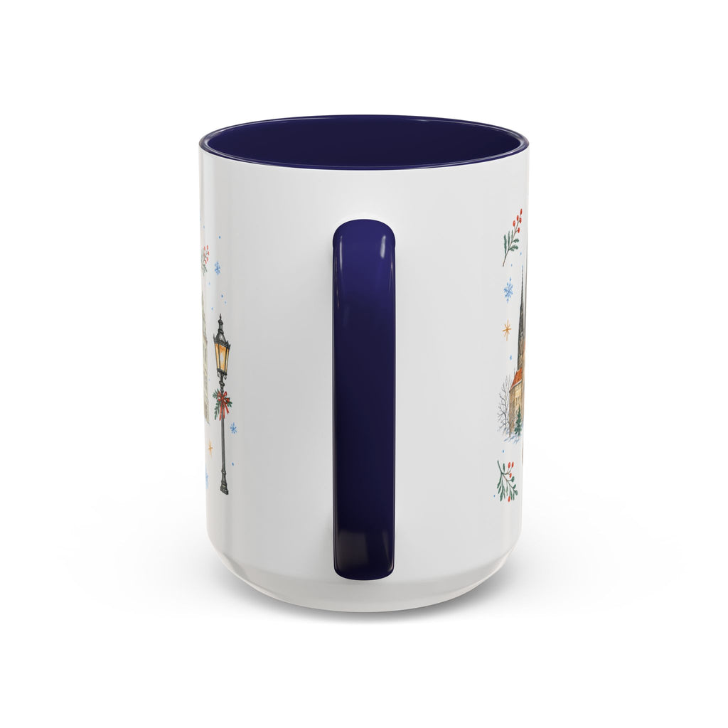 Prague Christmas Mug | Watercolor Travel Souvenir | Holiday Gift | Accent Ceramic Coffee Cup 11oz 15oz