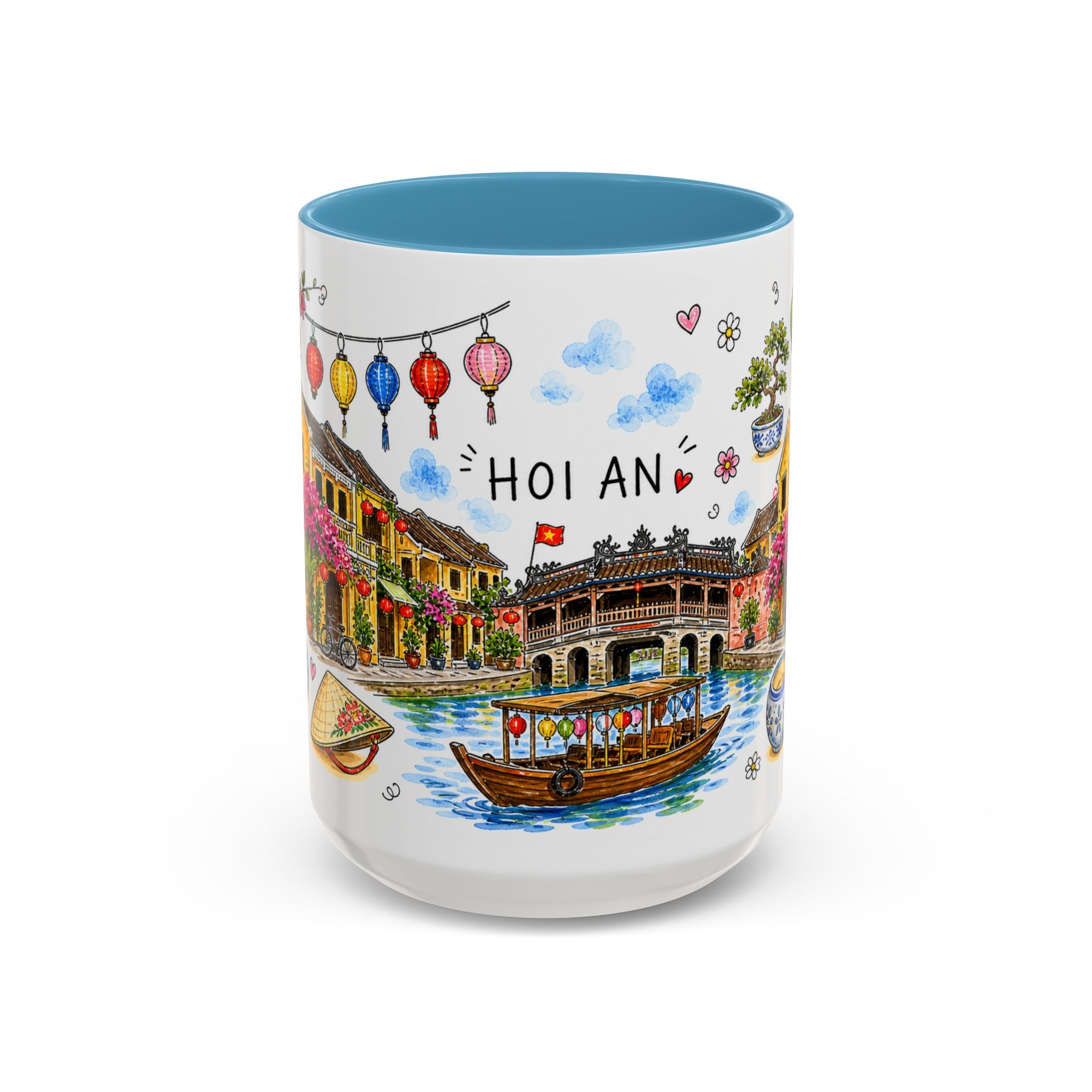 Hoi An Illustrated Travel Mug | City Souvenir Accent Coffee Mug | 11oz 15oz Ceramic Cup