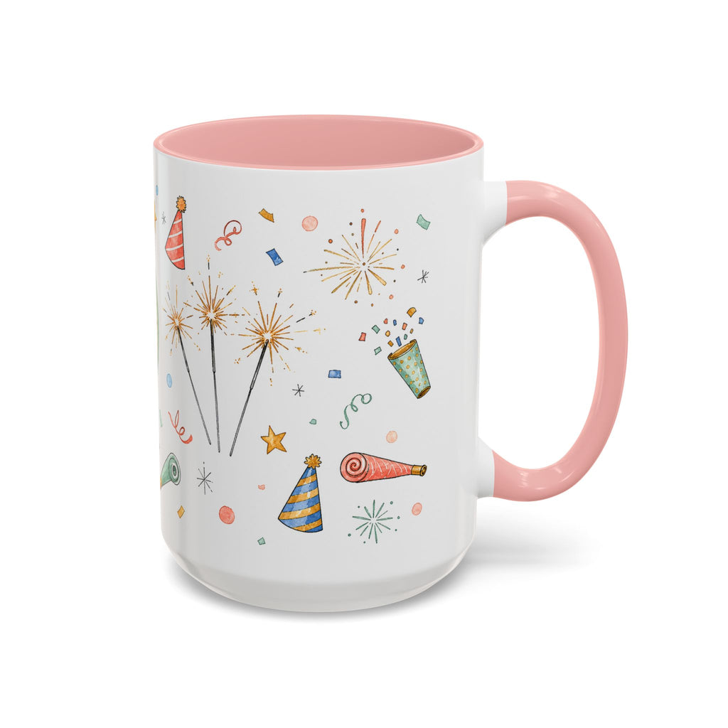 New Year Sparkler Mug | Champagne Toast Watercolor Party Gift | Accent Cup 11oz 15oz