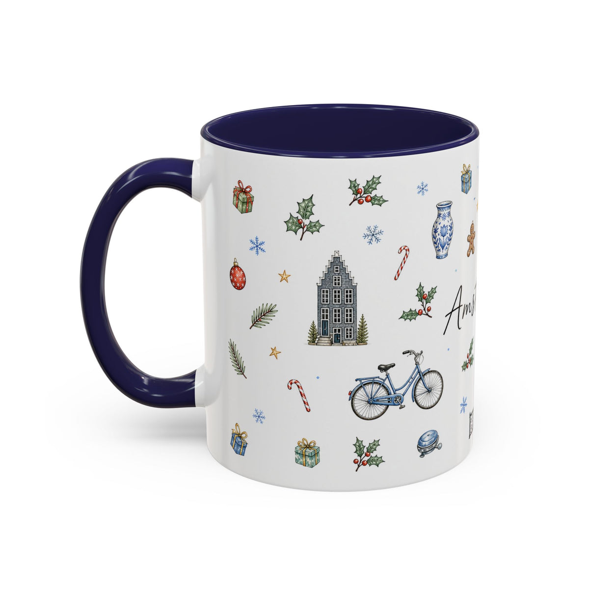 Amsterdam Christmas Watercolor Mug | Festive City Souvenir Coffee Cup