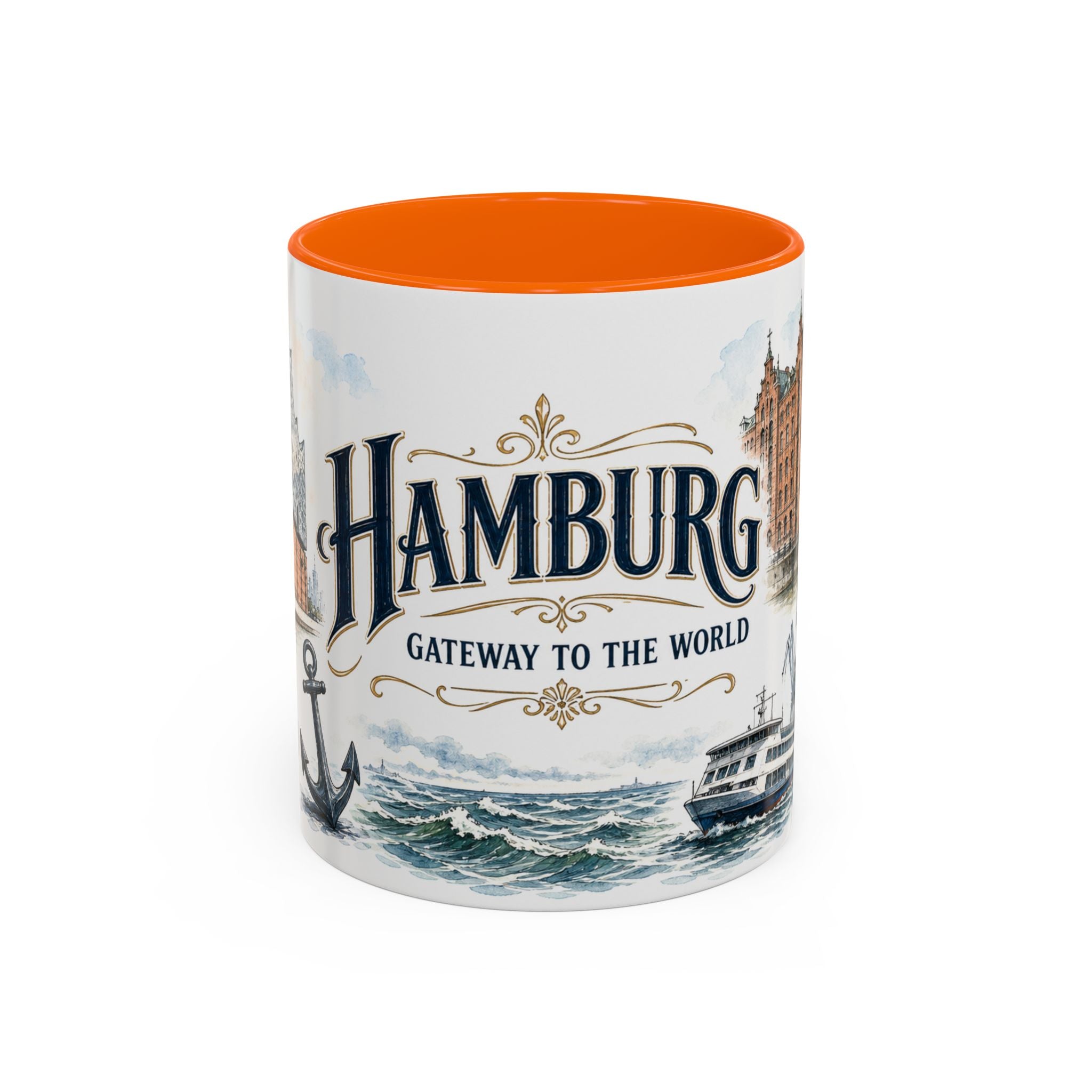 Hamburg Coffee Mug | Germany Travel Souvenir | Vintage Illustrated City Gift | 11 oz 15 oz Accent Mug