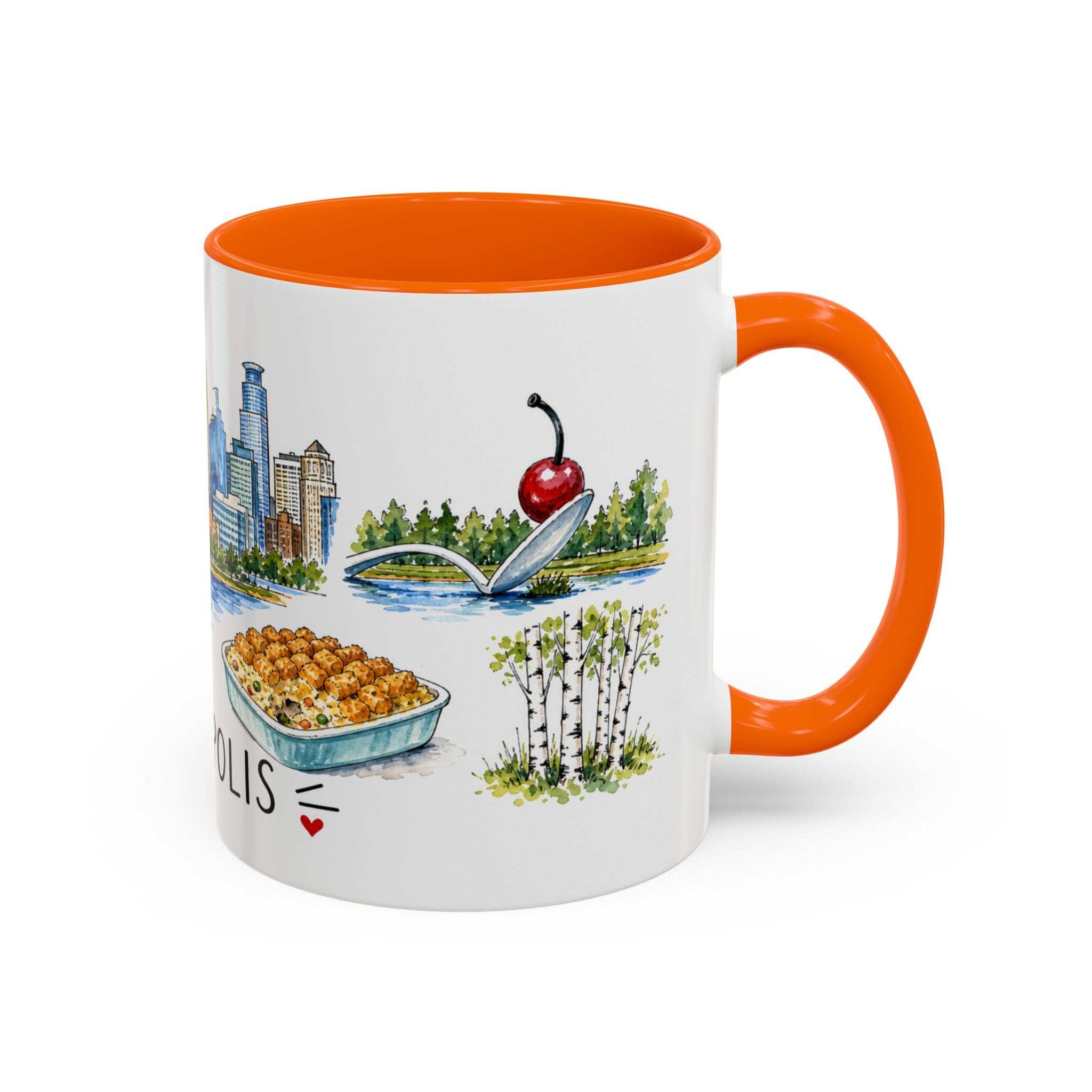 Minneapolis Illustrated Travel Mug | City Souvenir Accent Coffee Mug | 11oz 15oz Ceramic Cup