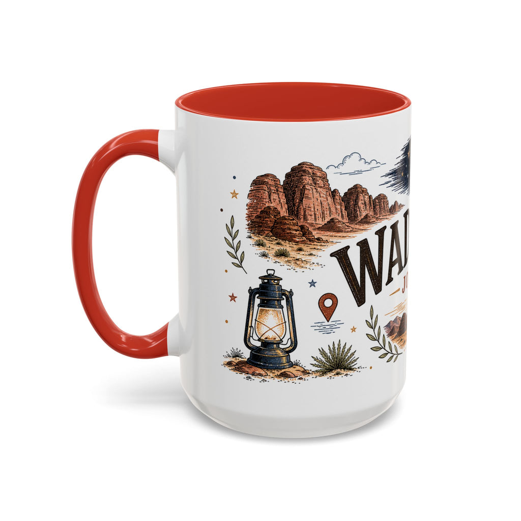 Wadi Rum Coffee Mug | Travel Destination Souvenir Gift | Accent Color Ceramic 11oz 15oz